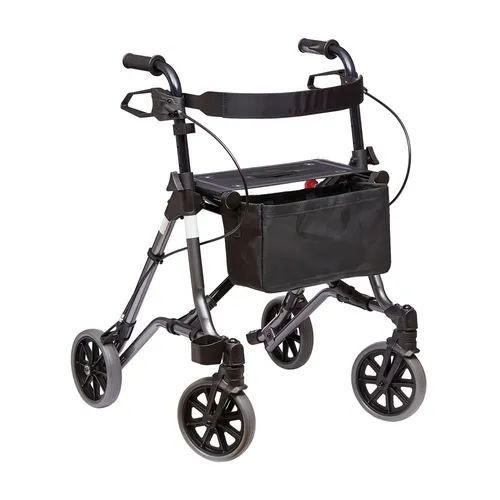 Dietz Taima M Eco Leichtgewichtrollator - Anthrazit - Rollatoren für einfache Mobilität. Der Dietz Taima M Eco ist leicht, faltbar und unterstützt bis 150 kg. Ideal für Einsteiger mit praktischem Einkaufsnetz und Gehstockhalter.