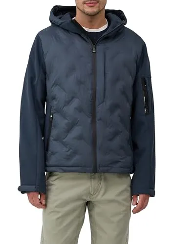 s.Oliver Hybrid-Jacke mit Kapuze und sportiven Details - Stylische Hybrid-Jacke aus Softshell und Fleece, ideal für aktive Tage. Mit fixierter Kapuze, Brust- und Innentasche für praktischen Stauraum.