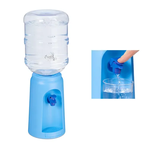 relaxdays Getränkespender mit Tank - Blau & Hellblau Transparent - Getränkespender für Büro und Zuhause, mit 47,5 cm Höhe ideal für einfachen Zugang und stilvolles Design.