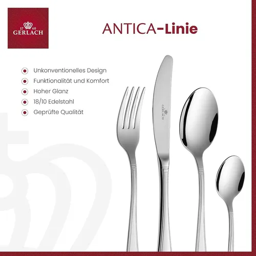 Gerlach Antica Besteckset 68-teilig in edlem Kasten - Hochwertiges 68-teiliges Besteckset von Gerlach Antica, ideal für festliche Anlässe. Das Set vereint elegantes Design und praktische Funktionalität.
