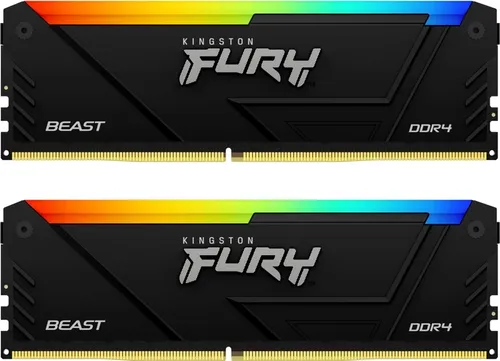 Kingston FURY Beast RGB DDR4-3200 C16 DC - 16GB - Arbeitsspeicher (RAM) mit 16GB Dual Channel, 3200 MHz Geschwindigkeit und beeindruckender RGB-Beleuchtung für ein stylisches Gaming-Setup.