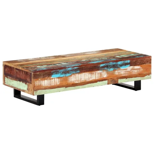 vidaXL Couchtisch aus Massivholz und Stahl - Stylischer Couchtisch aus recyceltem Altholz, handgefertigt und einzigartig, ideal für ein modernes Wohnambiente.