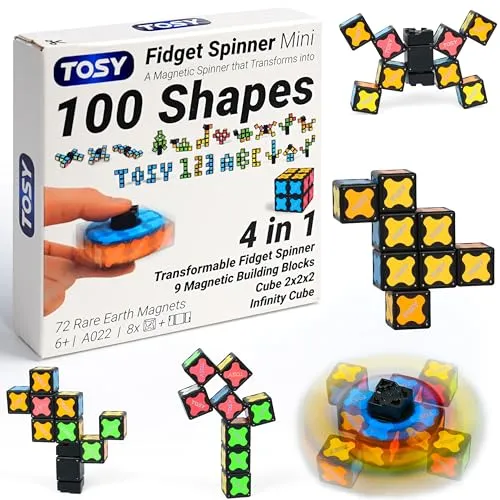 TOSY Magnet Fidget Spinner Mini – 3-in-1 Spielzeug für Kinder und Erwachsene - Vielseitiger Fidget Spinner mit 72 Magneten, der sich in einen Puzzle-Würfel oder Infinity-Cube verwandeln lässt. Perfekt für Stressabbau und zur Förderung von Kreativität und Fingerfertigkeit – ideal als Geschenk!