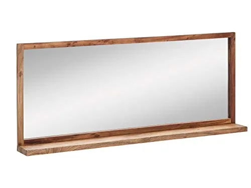 Woodkings Sydney Bad Spiegel 135x60 cm mit Ablage - Eleganter Wandspiegel aus hellem Akazienholz mit praktischer Ablage. Ideal für Ihr Badezimmer, bietet er nicht nur einen großzügigen Sichtbereich, sondern auch Platz für Deko und Badutensilien.