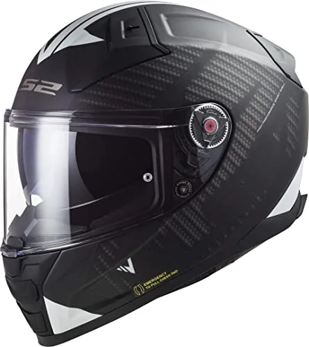 LS2 FF811 Vector II Splitter Helm, schwarz-weiss, Größe M - Motorradhelm mit atmungsaktivem X-Static Innenpolster und kratzfestem Visier, ideal für Komfort und Sicherheit auf der Straße.