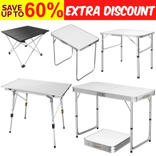 Faltbarer Alu Campingtisch - Praktischer Klapptisch für jeden Einsatz - Tisch für Camping und Balkon, klappbar und leicht zu transportieren. Wetterfestes Aluminium mit Rattan-Optik, ideal für unterwegs oder zu Hause.