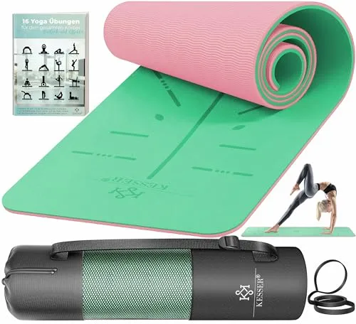 KESSER Yogamatte, rutschfest und gepolstert mit Tragegurt - Sportmatte in Mint/Rosé, ideal für Yoga und Fitness, bietet optimalen Halt und Komfort bei jeder Übung.