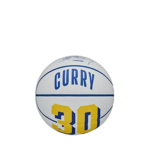 Wilson Basketball, NBA Player Icon Mini, Stephen Curry, Golden State Warriors, Outdoor und Indoor, Größe: 3, Blau/Gelb