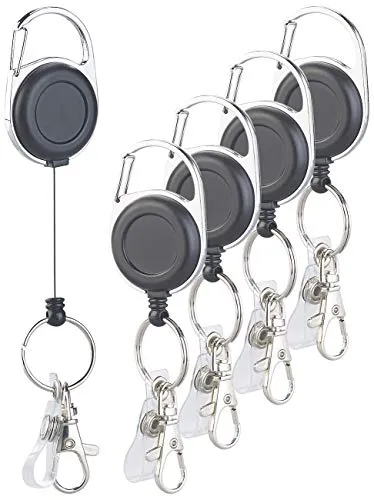 General Office Key Rewinder: 5er-Set Schlüssel- und Ausweis-Jojos, extra starke Feder & Gürtelclip (Schlüssel Jojo extra stark, Ausweis Jojo, Schlüsselfinder)