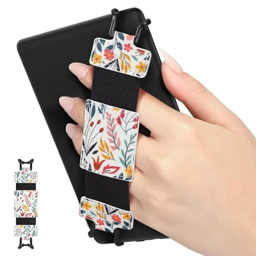 MoKo Weich Handschlaufe für 6" - 8" Kindle eReaders Fire Tablet - Kindle/Kobo/Voyaga/Lenovo/Sony E-Book Tablet Tablet, Hochelastisch Vielseitig Tablet Fingerhalterung Griff Halter, Blume