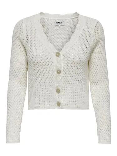 ONLY Female Strickjacke ONLROSELIA - Strickjacke für Damen im American Fit, aus 60% Baumwolle und 40% Polyacryl, ideal für einen lässigen Look und angenehmen Tragekomfort.