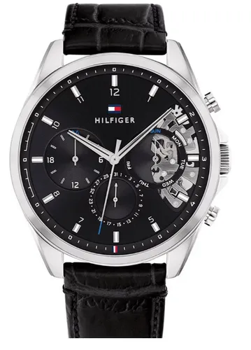 Tommy Hilfiger Baker Herrenuhr 1710449 - Elegante Herrenuhr in Schwarz - Herrenuhren - Hochwertige Tommy Hilfiger Uhr mit elegantem Design, Quarzwerk und kratzfestem Mineralglas. Wasserdicht bis 5 BAR, perfekt für jeden Anlass.