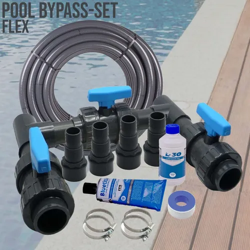 Pool Bypass-Set FLEX Wärmepumpe 20-teilig - Schwimmbeckenheizungen & Solarmodule, chlorbeständig und leicht zu handhaben für effiziente Poolheizung und einfache Installation.