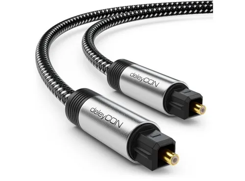 deleyCON deleyCON Toslink Kabel 1m Optisches Digital Audio Kabel Metallstecker Optisches-Kabel
