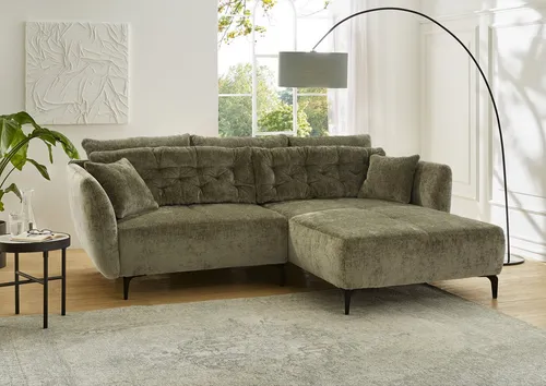 Jockenhöfer Gruppe Ecksofa Salo L-Form, B: 251 cm, im Retrolook mit Wellenfederung, mit Zierkissen