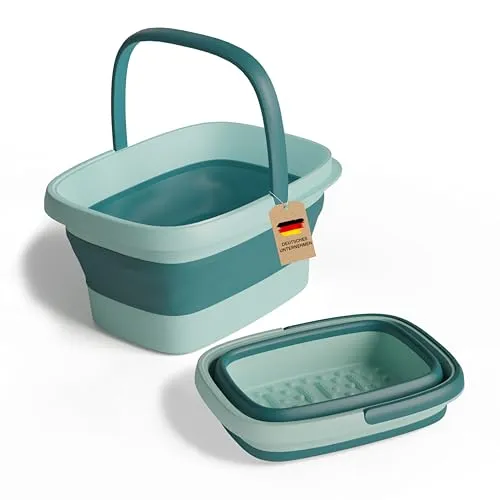 VMbathrooms Fußoase Das Original | Hochwertige Fußbadewanne mit Massage-Noppen - Fußbäder für entspannende Fußmassagen, ideal für Füße bis Größe 45 und platzsparend faltbar. Inklusive Fußpflege-Guide für optimale Ergebnisse.