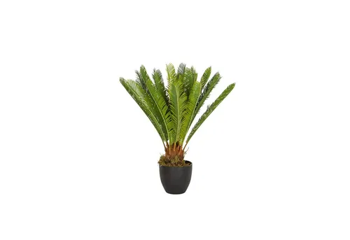 hjh OFFICE Kunstpflanze Cycas Palme 70 cm - Pflegeleichte Deko - Künstliche Cycas Palme mit 24 Palmwedeln, ideal für drinnen und geschützte Außenbereiche. Langlebig und nahezu geruchslos, sorgt sie für ein grünes Ambiente ohne Pflegeaufwand.