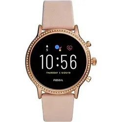 Fossil Julianna HR 44 mm - Elegante Smartwatch in Roségold mit Strasssteinen - Smartwatch mit Wi-Fi, 5. Generation und stilvollem Lederarmband in Rosé, ideal für modebewusste Technikliebhaber.
