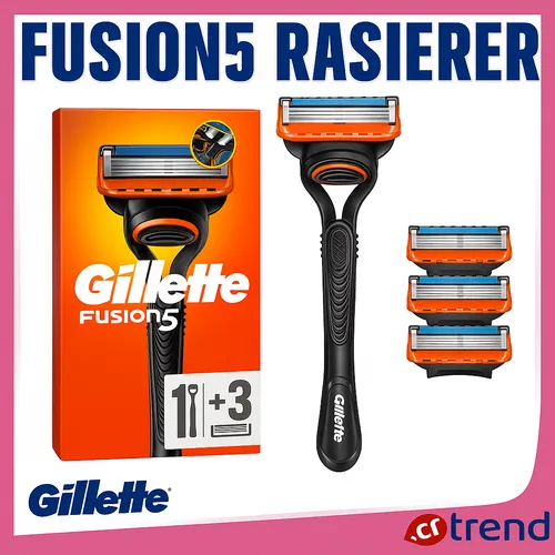 Gillette Fusion5 Herrenrasierer mit 3 Klingen - Hochwertiger Rasierer für Männer mit 5 scharfen Klingen für eine gründliche und langanhaltende Rasur. Ideal für ein glattes Hautgefühl.
