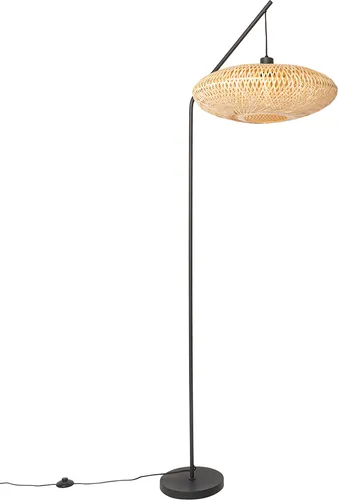 Qazqa Stehlampe Ostrava, orientalisch aus Bambus - Standleuchten mit natürlichem Finish und dimmbarer Funktion, ideal für ein stilvolles orientalisches Ambiente. Höhe 180 cm, ohne Leuchtmittel.