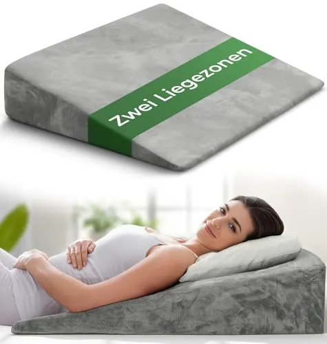 Keilkissen für Bett und Couch – Matratzenkeil mit 2 Liegezonen - Lendenkissen für optimale Rückenstütze und Entspannung. Mit zwei Liegezonen aus Memory Schaum für maximalen Komfort und ergonomische Unterstützung.
