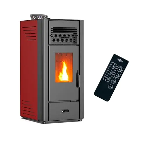 Luft-Pelletofen Anita 10 kW von Sannover in Bordeaux - Kaminofen mit 10 kW Leistung, ideal für effiziente Beheizung und elegantes Design in Bordeaux für gemütliche Wärme.