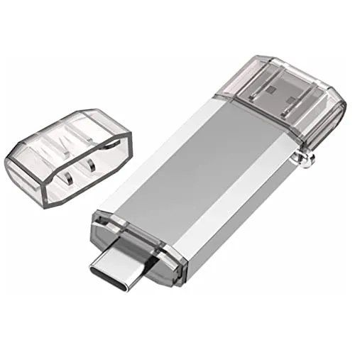 RAOYI USB C Stick 128GB, OTG USB-Stick USB 3.0, 2-IN-1 Dual USB Speicherstick Type C Flash Laufwerk für PC/Laptop/Tablet/Smartphone, iPhone 15/ Android Samsung/Huawei/Honor (Silber)