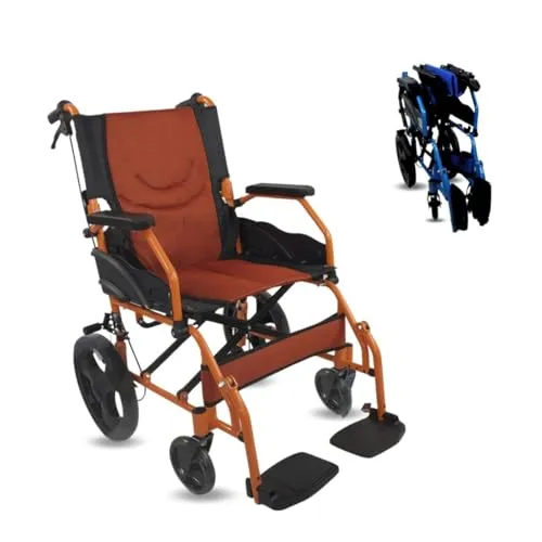 Mobiclinic® Rollstuhl Pirámide – Klappbar und Leichtgewicht - Transportrollstuhl mit 46 cm Sitzfläche, klappbaren Fußstützen und faltbarem Rückenrahmen, ideal für einfachen Transport und höchste Mobilität.