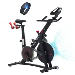 JASPORT Speedbike S3 - Ergometer mit Pulsgurt und Handtuch, App mit Video on Demand und kompatibel mit Kinomap und Zwift, ideal für effektives Training zuhause
