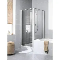 Kermi IBIZA 2000 Seitenwand verkürzt beweglich neben Badewanne I2 TVR/L 1750 BV: 720-750 Silber Mattglanz ESG klar Clean