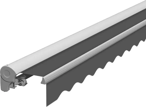 Eclipse "Standard" Halbkassettenmarkise 3x2,5 m - Grau - Manuelle Halbkassettenmarkise mit robustem Tuch in Grau, ideal für zuverlässigen Sonnenschutz im Außenbereich.