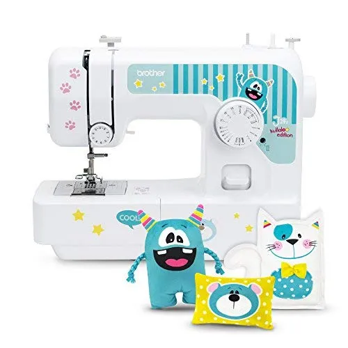 kullaloo Freiarm-Nähmaschine - Brother Einsteiger Maschine mit Nähkurs-Set - Freiarm-Nähmaschine für Einsteiger und Jugendliche ab 12 Jahren, inkl. Nähkurs-Material-Set und austauschbaren Designs für individuellen Style.