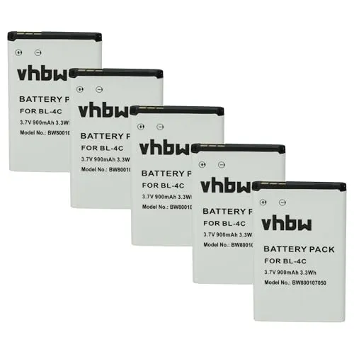 vhbw 5X Akku kompatibel mit Mini Keyboard RT-MWK08 Handy Smartphone Telefon (900 mAh, 3,7 V, Li-Ion)