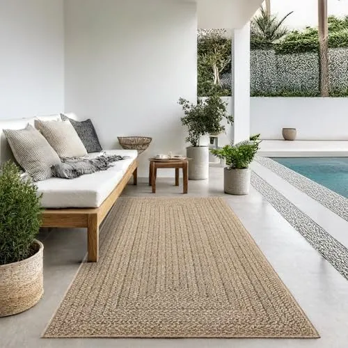 Der Carpet Kansas - Robuster In- und Outdoor Teppich im Jute-Look - Teppiche: Wetterfester Teppich im natürlichen Jute-Look, ideal für Terrasse und Garten, robust und UV-beständig für langanhaltende Farben.