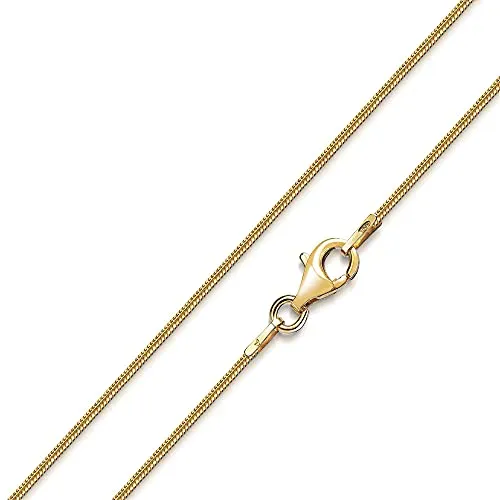 Materia 925 Silber Schlangenkette Gold - Elegante Damen Halskette 1mm - Hochwertige vergoldete Schlangenkette aus 925 Sterling Silber mit Karabinerverschluss. Perfekt für Anhänger geeignet und langlebig im Design.
