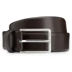 BOSS Herren Erman-L Ledergürtel - Hochwertiger Ledergürtel mit Logo-Gravur, gefertigt in Italien, ideal für stilbewusste Herren. Breite: 3,5 cm, mit gebürsteten silberfarbenen Details.