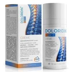 Doloridin® Forte Creme mit Capsaicin - Arzneimittel zur Linderung von Muskel-, Gelenk- und Nervenschmerzen durch Wärmeentwicklung auf der Haut. Ideal für eine entspannende Wirkung und verbessertes Wohlbefinden.