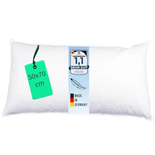 Luxusfeder Kissenfüllung 50x70 cm - Daunenkissen Made in Germany - Füllungen: Hochwertige Kissenfüllung mit 800g Daunen, waschbar und schadstoffgeprüft, ideal für besten Schlafkomfort und vielseitige Nutzung im ganzen Haus.