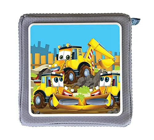 MeinBaby123® Schutzfolie kompatibel mit Toniebox | Schutzcover selbstklebend | Aufkleber passgenau I Folie Sticker I Toniebox Zubehör | Bagger Kumpel auf Baustelle