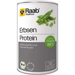Raab Vitalfood Erbsen Protein Bio Pulver 400 g - Bio Erbsenprotein, ideal für vegane Ernährung und Muskelaufbau, eignet sich perfekt für Shakes und Smoothies.