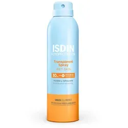 Isdin Fotoprotector Wet Skin Spray LSF 30 - Sonnenpflege für nasse Haut, zieht schnell ein ohne Rückstände. Mit Ginger Cell Protect für antioxidativen Zellschutz. Ideal für alle Hauttypen, auch empfindliche Haut. Wasserfest und 360°-Sprühkopf für einfache Anwendung.