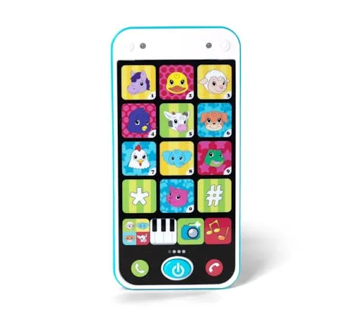 Simba 104010002 ABC Kinder-Smartphone: buntes Spielzeughandy ab 12 Monaten mit Licht, Sound, Melodien & Tiergeräuschen. Kindgerechte, reduzierte Lautstärke – ideal für frühe Entwicklung