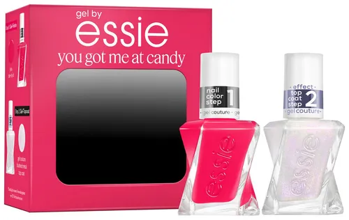 gel by essie you got me at candy Set - Set mit pinkem Gel-Lack und Blush Metal Top Coat für ein glänzendes Finish. Keine UV-Lampe nötig – einfach anwenden! Ideal für langanhaltende Farben und Schutz gegen Absplittern.