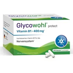 Glycowohl Vitamin B1 Thiamin 400 mg hochdosierte Kapseln - Vitamin B1 (Thiamin) Nahrungsergänzungsmittel mit 400 mg pro Kapsel, unterstützt das Nervensystem und die Herzfunktion, vegan und ohne Zusatzstoffe, hergestellt in Deutschland.