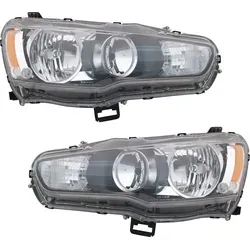 TYC Scheinwerfer Set für Mitsubishi Lancer CX CY CZ - Frontscheinwerfer Set, 2-teilig in Schwarz mit Halo-Design, ideal für eine verbesserte Sicht und Sicherheit, bereit für elektrische Leuchtweitenregulierung.