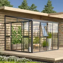 Vitavia Anlehngewächshaus Athena 7000 - Garten-Zubehör mit 7m² Fläche, langlebigem Aluminiumrahmen und Sicherheitsglas. Ideal für Hobbygärtner zur Förderung von Pflanzenwachstum.