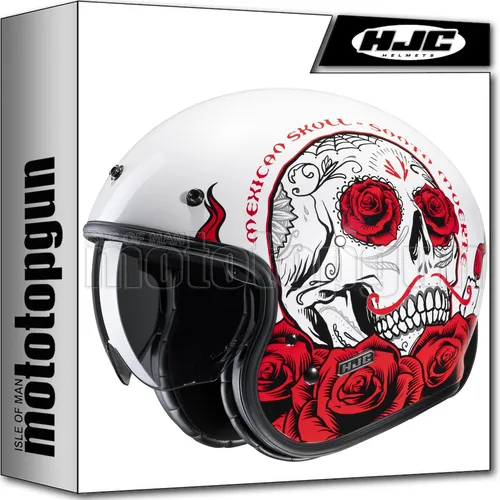 HJC Motorrad Helm V31 Desto MC1 L - Retro Vintage Jethelm mit Sonnenblende - Motorradhelm der Kategorie Motorradhelme, leichtgewichtig mit kratzfestem Visier und integriertem Sonnenvisier für optimalen Fahrkomfort.
