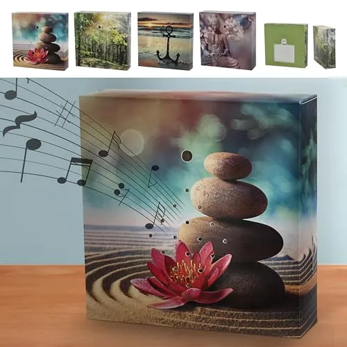 CEPEWA Bewegungsmelder Soundbox 4er Set - Bewegungsmelder mit 4 verschiedenen Sounds, ideal für kreative Anwendung in Haus und Garten, 12x12x3,5cm aus Pappe und Kunststoff.
