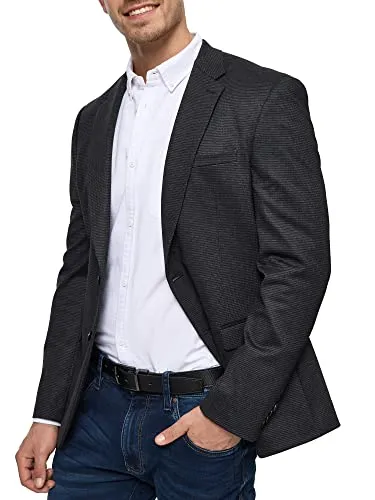 JEFF Herren Oscar Sakko mit Stretch | Stilvolles Anzugjacke im Fischgrätenmuster oder Kariert, Größe 52 - Elegantes Herrenjackett mit schmalem Reverskragen und praktischen Taschen. Der Rücken mit Schlitz sorgt für mehr Bewegungsfreiheit. Perfekt für jeden Anlass und kombiniert Stil mit Komfort.