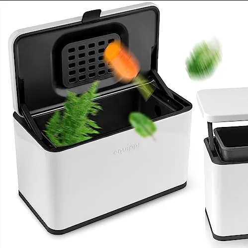 equipps Bio Mülleimer 3L | Stilvoller Komposteimer für die moderne Küche - Komposteimer für Bio Müll, mit aktivem Geruchsfilter für eine geruchsfrei Küche. Hochwertiger Edelstahl und leichter Zugang durch herausnehmbaren Inneneimer.